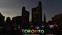 Timelapse Nathan Phillips Square during the Pan American Games Stock Footage