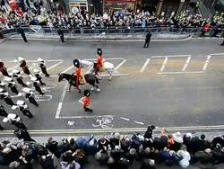 Baroness Thatcher Funeral - Ludgate Hill Stock Footage