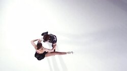 SLO MO CS Figure skater pair performing a spin Stock Footage
