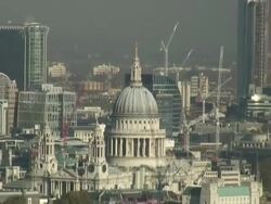 London: St Paul's Cathedral, Zoom Out to Cityscape Stock Footage
