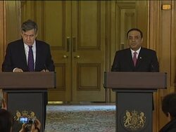 Zardari and Brown joint presser, sbites on new security pact, relief News Clip