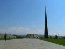 WS View of Tsitsernakaberd Memorial Complex / Yerevan, Armenia Stock Footage