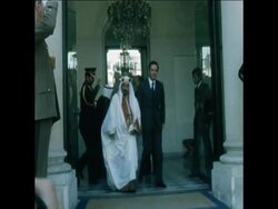 UPITN 2 3 76 EMIR OF BAHRAIN LEAVES ELYSEE PALACE AFTER TALKS WITH D'ESTAING News Clip