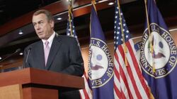 House Leadership, Speaker Boehner And Nancy Pelosi Hold Their Weekly News Conferences Stock Footage