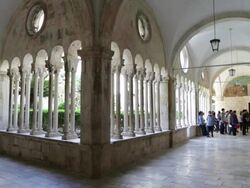 Romanesque and Gothic cloister of the Franciscan Monastery, Dubrovnik Stock Footage