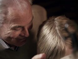 Grandfather and grandson with telescope Stock Footage