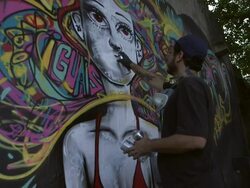 Street Art In Rio De Janeiro - Graffiti Artists Stock Footage