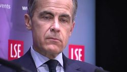Cutaways of Mark Carney Delivering Speech at The LSE News Clip