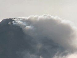 Close up of steaming lava dome at Merapi volcano; Central Java, Indonesia. 29 October 2010 Stock Footage