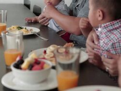 MS TU Shot of Chinese family eating together / Los Angeles, California, United States  Stock Footage