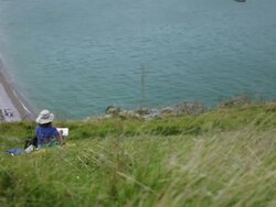 Painter on Etretat Cliff SV - HD Stock Footage