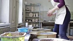 Woman Working Potters Stock Footage