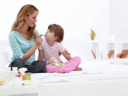 HD: Mother Taking Temperature to her child. Stock Footage