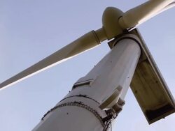 Below a wind turbine Stock Footage