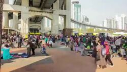 View of flea market in Ttukseom station Stock Footage