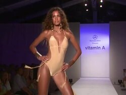 Models walk the runway during the Vitamin A by Amahlia Stevens swimwear 2013 show at the Vitamin A by Amahlia Stevens - Runway - MBFW Miami Swim 2013 Stock Footage