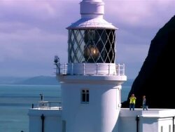 ZO, LOW AERIAL, Hartland Point lighthouse, Devon, England Stock Footage