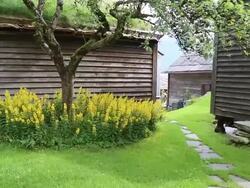 Agatunet, Aga farm community, the Norwegian version of a European rural town, from the Middle Ages Stock Footage