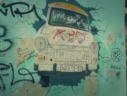 Berlin Wall, Grafitti.PAN Stock Footage