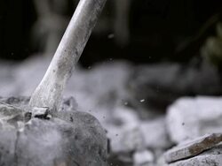 Jackhammer Breaking Up Rock (Super Slow Motion) Stock Footage