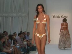 Models walk the runway during the Poko Pano swimwear 2012 show Stock Footage