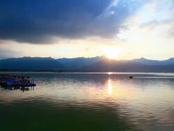 Qingshitan lake at dawn Stock Footage