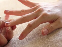 HD: Woman Painting fingernail Stock Footage