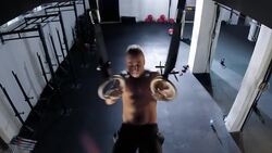 gym. Working out with rings Stock Footage