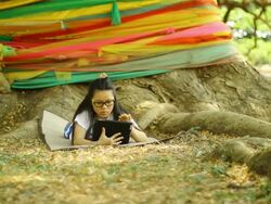 Learning new things from digital tablet Stock Footage