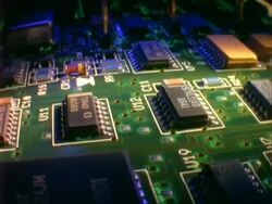 Circuit board, CU track over surface Stock Footage