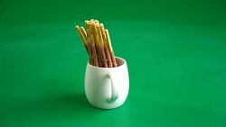 biscuit stick with almond cream Stock Footage