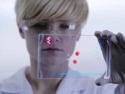 Woman the scientist is analysing structure DNA. Stock Footage