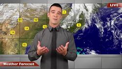 Weather forecast-live in studio with map Stock Footage