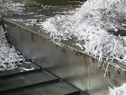 Shredded Paper Prepared for Recycling Process PAN Stock Footage