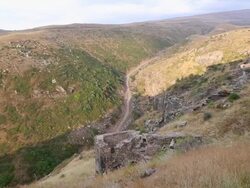 Amberd castle, view of the river from the castle Stock Footage