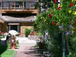 Garden walkway view in Vail Stock Footage