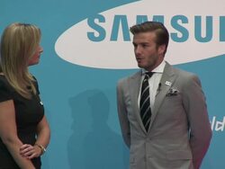 INTERVIEW: David Beckham on working with Samsung on projects at the Everyone's Olympic Games with Samsung & David Beckham at London England. (Footage by WireImage Video/Getty Images Entertainment Video) Stock Footage