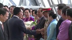 CLEAN : Aung San Suu Kyi arrives in Thailand News Clip
