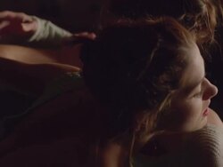 portrait shot of two dancers dancing in wooden barn Stock Footage