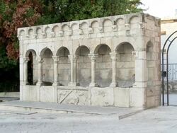 MS View of fraternal fountain / Isernia, Molise, Italy  Stock Footage