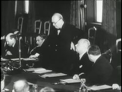 British Prime Minister Winston Churchill speaks to Allied delegates in 1941. News Clip
