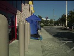 Lori Davenport of St. Petersburg, Florida is the first in the nation to camp outside a Best Buy for this year's Black Friday sales. The retailer gave her an iPad for her dedication. News Clip