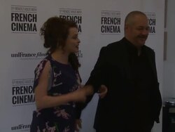 Jean-Pierre Jeunet and Helena Bonham Carter at 'The Young and Prodigious T.S. Spivet' Red Carpet at Cine Lumiere on April 27, 2014 in London, England. Stock Footage