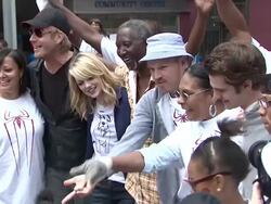Denis Leary, Rhys Ifans, Andrew Garfield, Emma Stone, Marc Webb at "Be Amazing" Stand Up Volunteer Initiative - Brooklyn Stock Footage