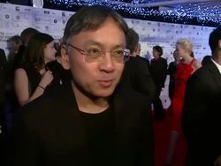 INTERVIEW: Kazuo Ishiguro on the team being nominated, working on the promotion circuit, his input on set at the Moet British Independent Film Awards (BIFAs) at London England. (Footage by WireImage Video/GettyImages) Stock Footage