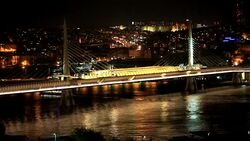 Istanbul city traffic at night Stock Footage