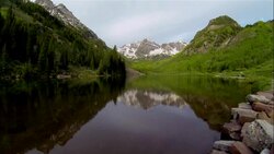 Infamous Maroon Bells Massive Towers of Rock in Aspen Colorado Rocky Mountain Bliss with Crater Lake Ultra Wide Angle Stock Footage