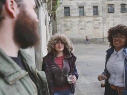 Group of friends at bar drinking beer Stock Footage