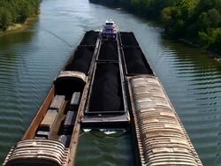 Tug Boat and Barges Stock Footage