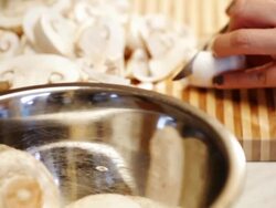 Preparing mushroom meal Stock Footage
